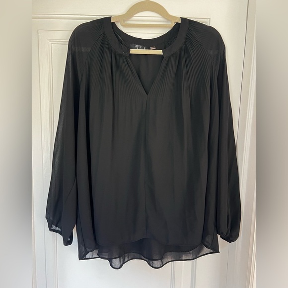 Tahari Woman 1X Black Blouse Plus Size Tunic Top Long Sleeve Lined Workwear - Picture 7 of 7